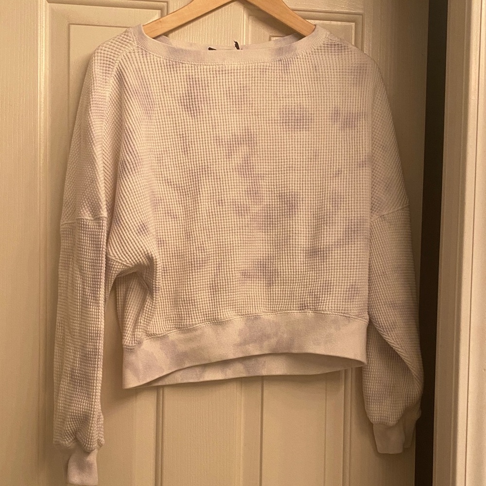 Urban Outfitters White and Lavender Crew Neck Sweater